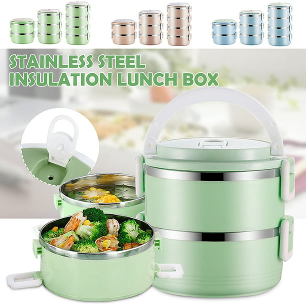 Stainless Steel Lunch Box Bento Food Container Thermal Insulated 2 Tier 